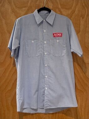 NWOT ACME Crew Short-Sleeve Blue Stripe Vintage Work Shirt
